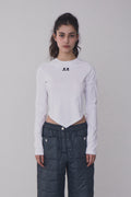 REST & RECREATION -  RR ARROW POINT LONG SLEEVE T-SHIRT - WHITE