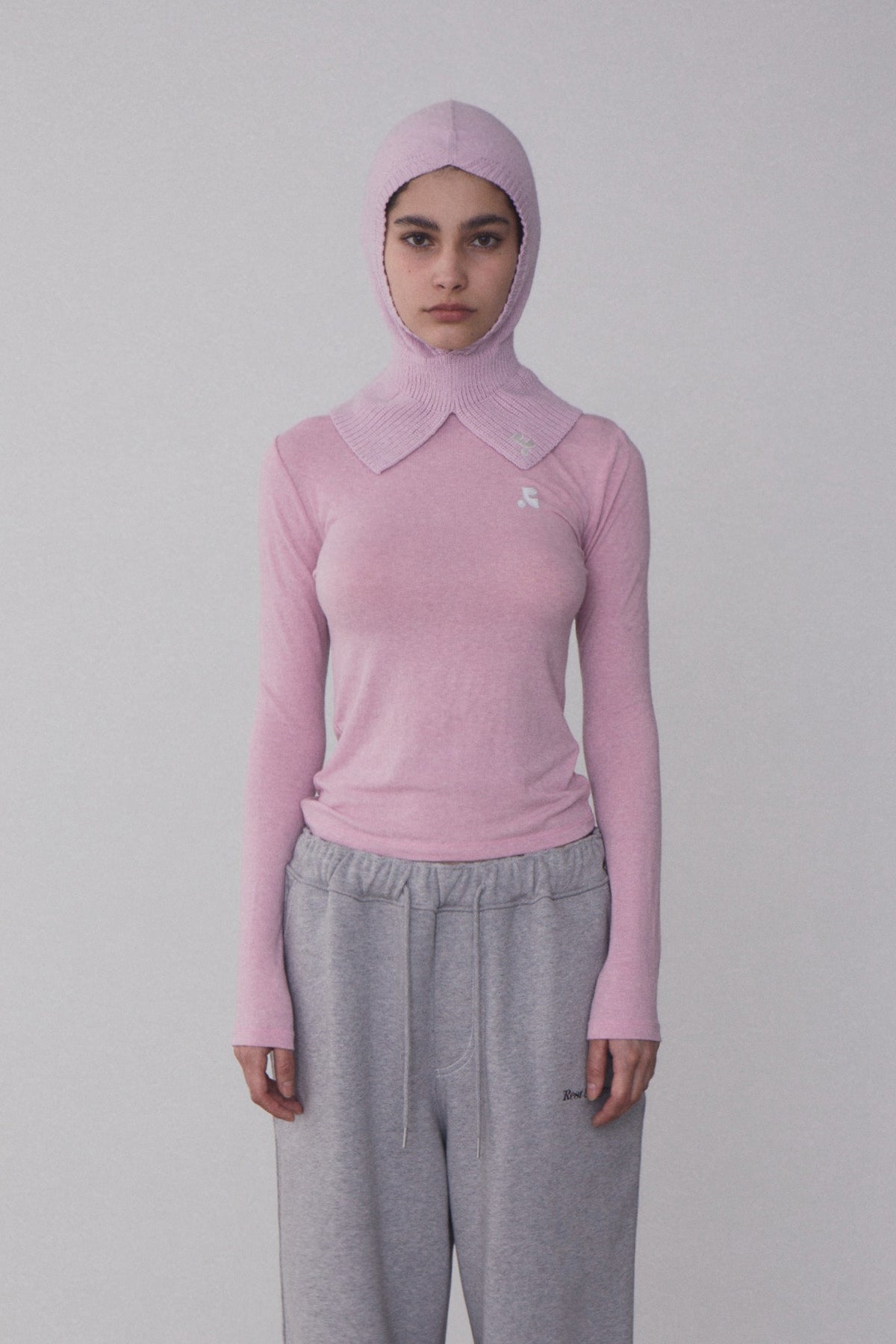 REST & RECREATION -  RR HIGH NECK LONG SLEEVE TOP - PINK