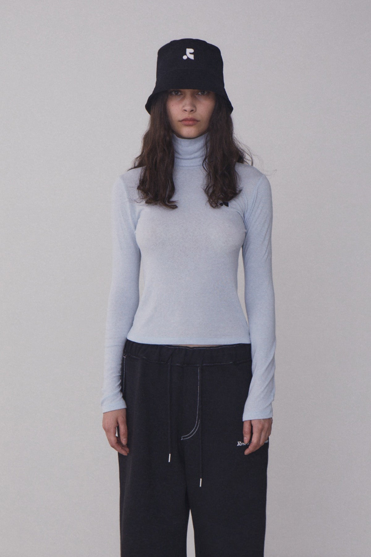 REST & RECREATION -  RR HIGH NECK LONG SLEEVE TOP - SKYBLUE