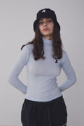 REST & RECREATION -  RR HIGH NECK LONG SLEEVE TOP - SKYBLUE