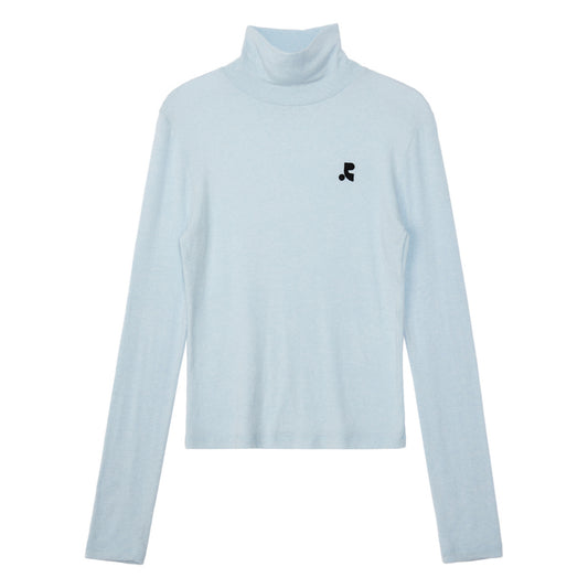 REST & RECREATION -  RR HIGH NECK LONG SLEEVE TOP - SKYBLUE