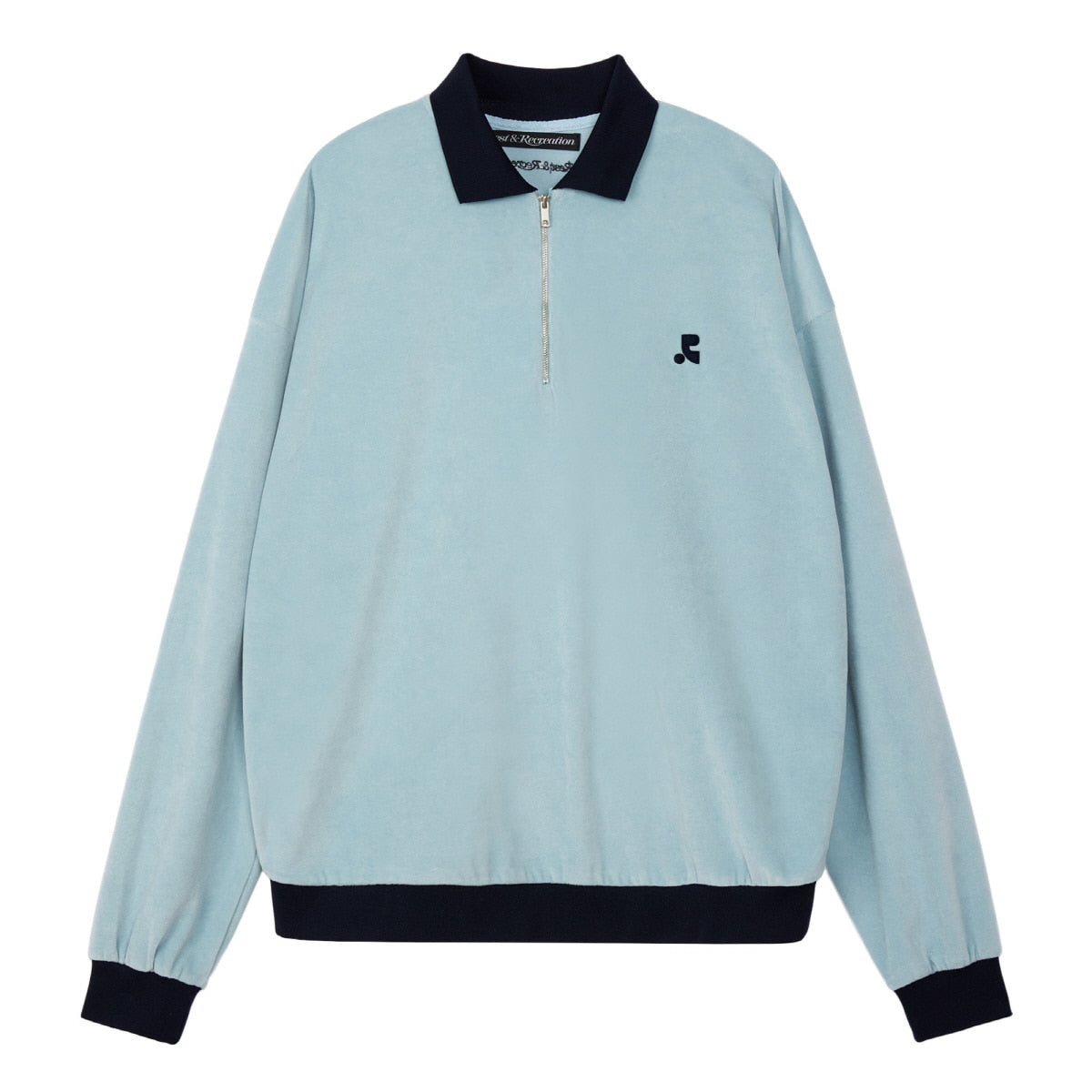 REST & RECREATION -  RR VELVET HALF ZIP-UP - BLUE