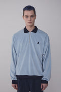 REST & RECREATION -  RR VELVET HALF ZIP-UP - BLUE