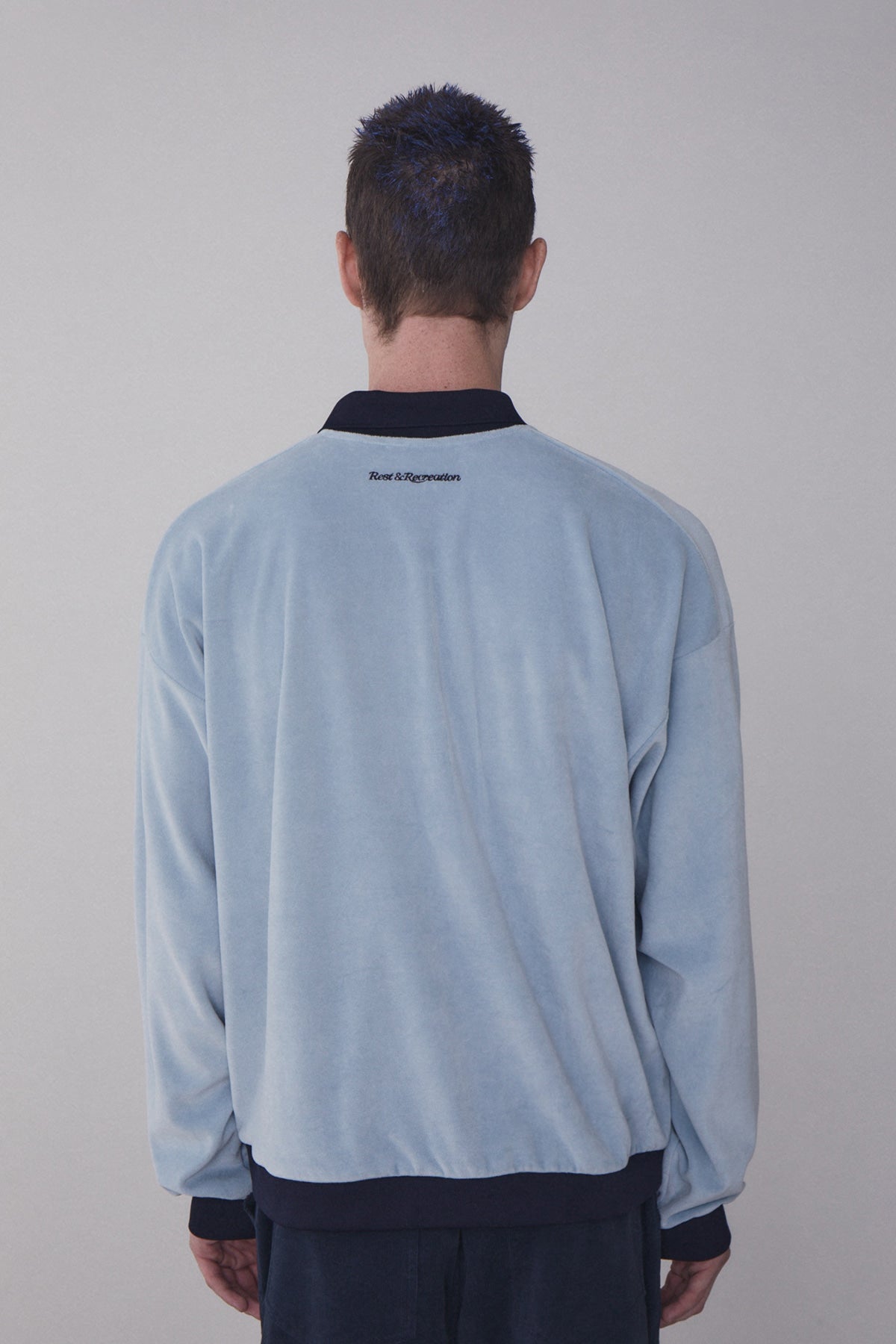 REST & RECREATION -  RR VELVET HALF ZIP-UP - BLUE