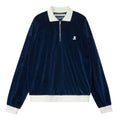 REST & RECREATION -  RR VELVET HALF ZIP-UP - NAVY