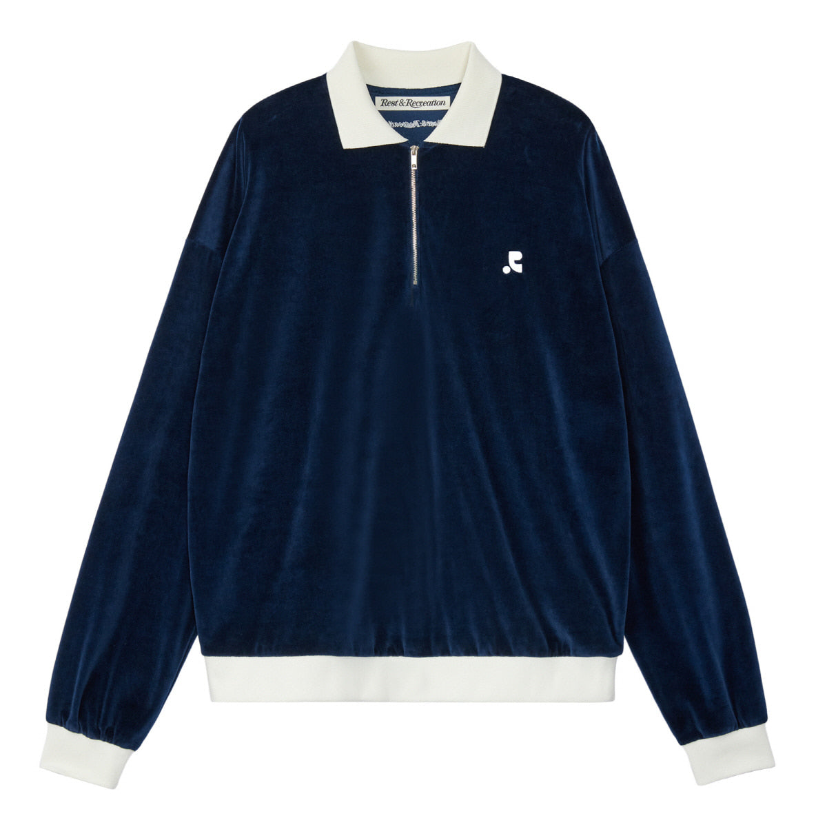 REST & RECREATION -  RR VELVET HALF ZIP-UP - NAVY