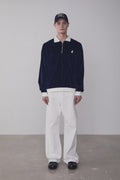 REST & RECREATION -  RR VELVET HALF ZIP-UP - NAVY