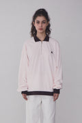 REST & RECREATION -  RR VELVET HALF ZIP-UP - PINK