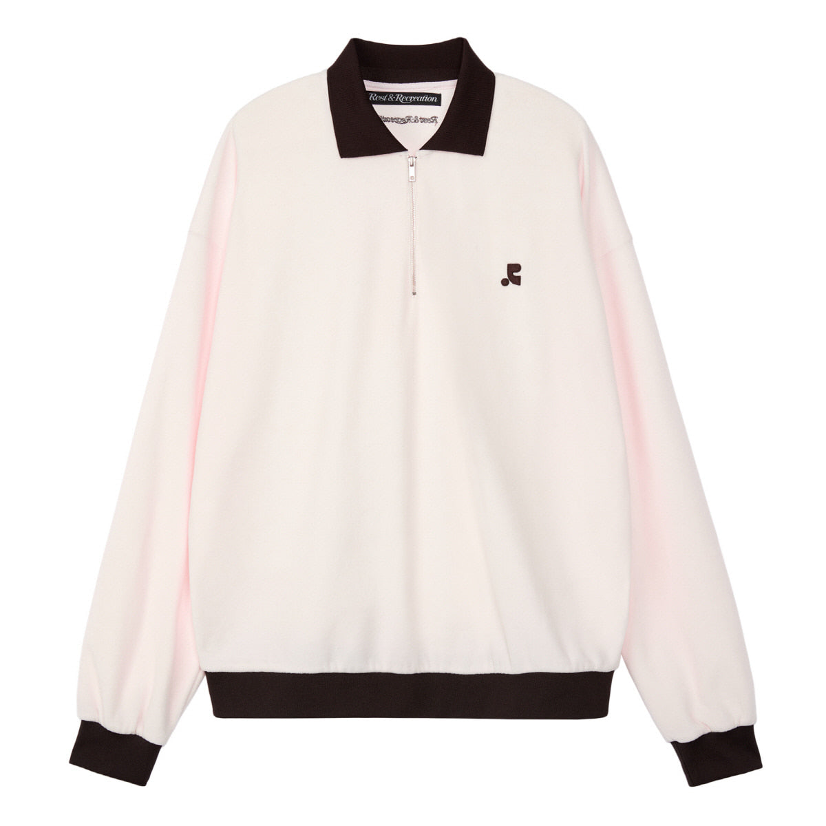 REST & RECREATION -  RR VELVET HALF ZIP-UP - PINK