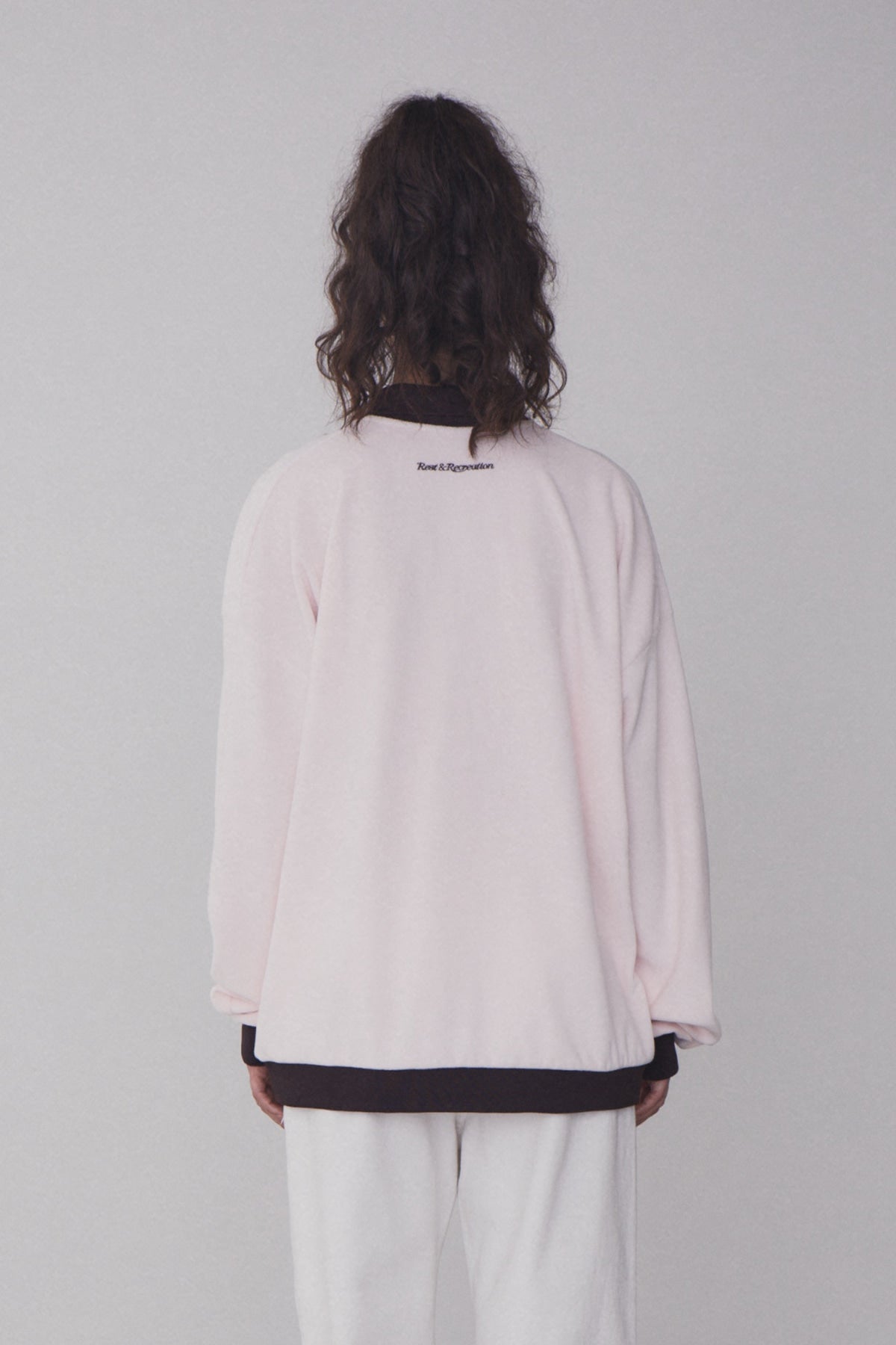 REST & RECREATION -  RR VELVET HALF ZIP-UP - PINK