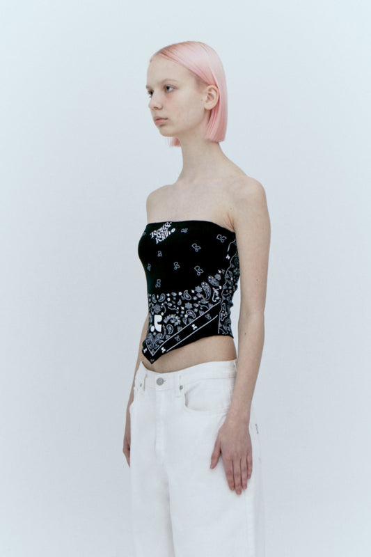 REST & RECREATION -  BANDANA TUBE TOP - BLACK