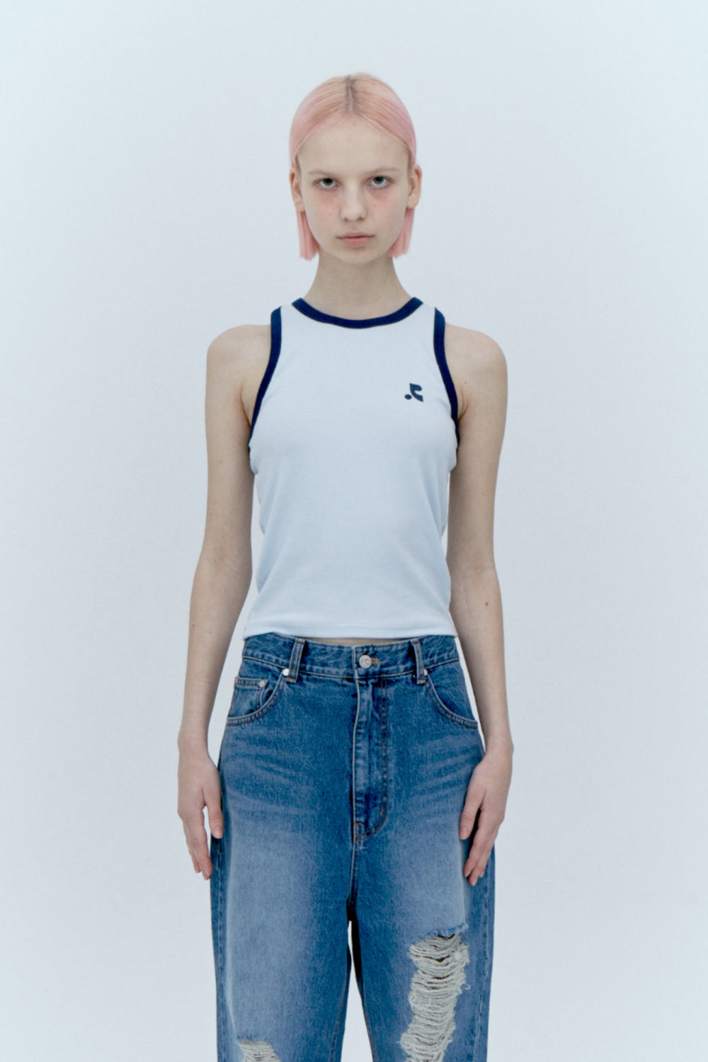 REST & RECREATION -  RACER TANK TOP - SKY BLUE