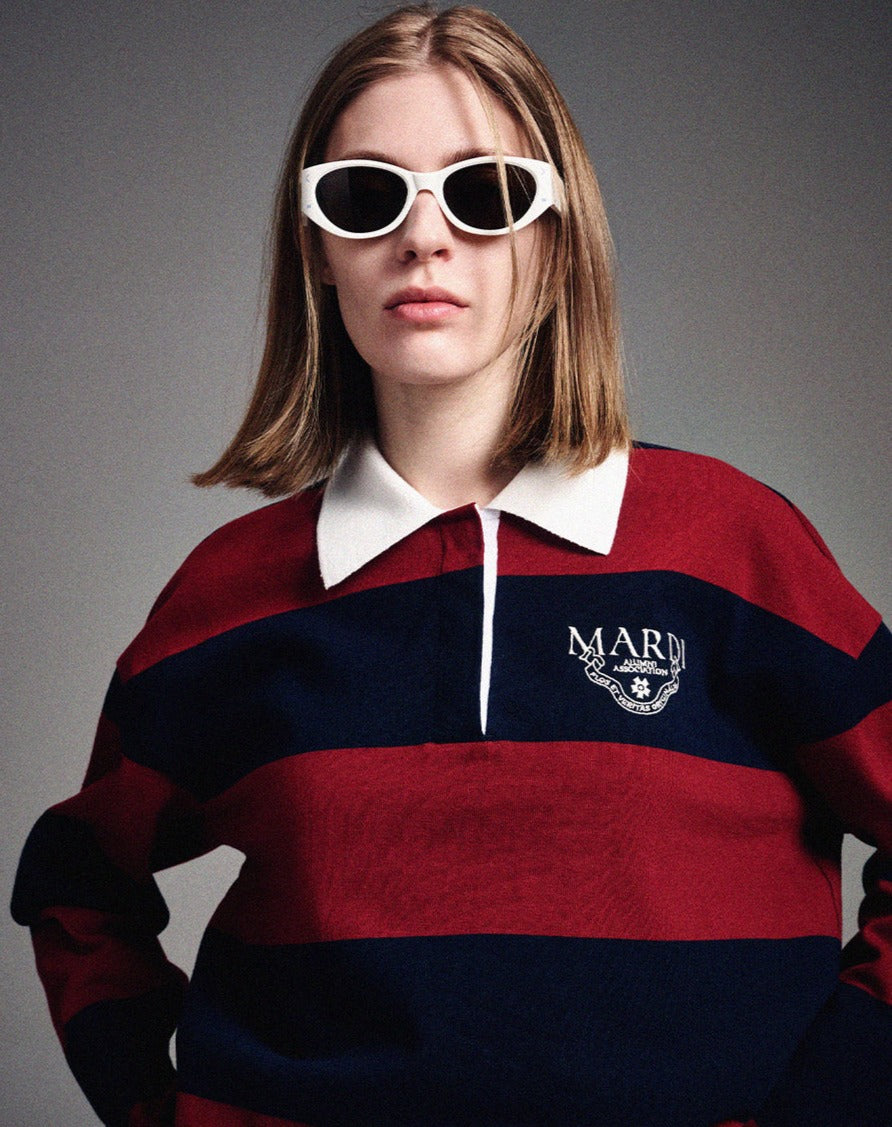 MARDI MERCREDI -  RUGBY SHIRT STRIPE ALUMNI CLASSIQUE_BURGUNDY NAVY