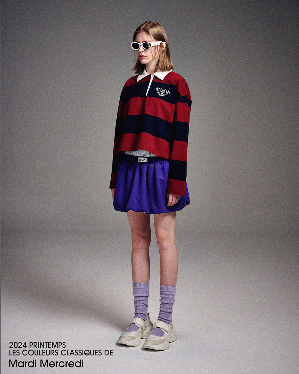 MARDI MERCREDI -  RUGBY SHIRT STRIPE ALUMNI CLASSIQUE_BURGUNDY NAVY