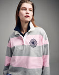 MARDI MERCREDI -  RUGBY SHIRT STRIPE FLOWER_GREY PINK