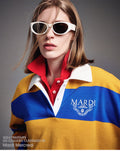 MARDI MERCREDI -  RUGBY SHIRT STRIPE ALUMNI CLASSIQUE_MUSTARD BLUE