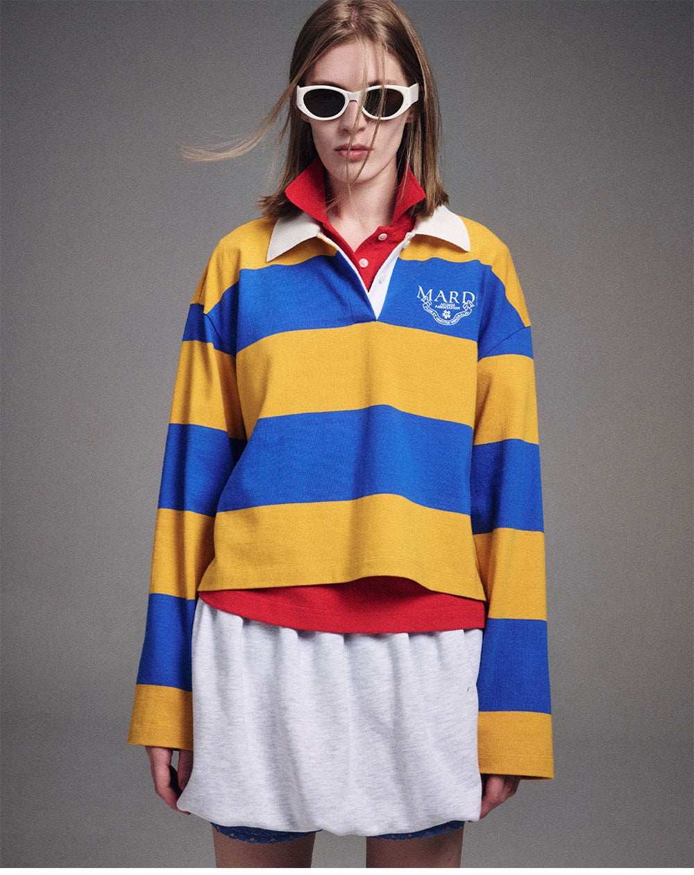 MARDI MERCREDI -  RUGBY SHIRT STRIPE ALUMNI CLASSIQUE_MUSTARD BLUE