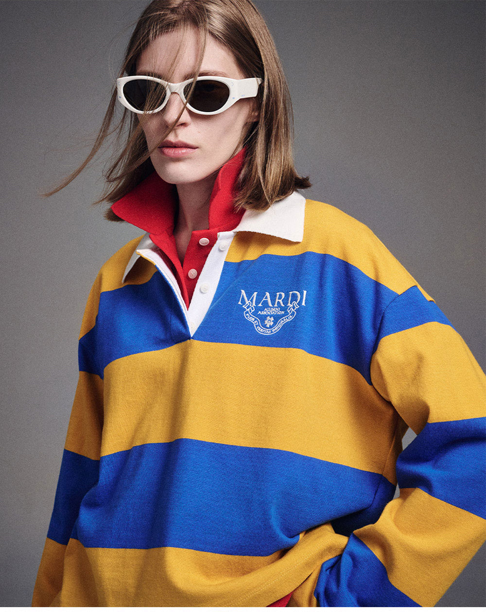 MARDI MERCREDI -  RUGBY SHIRT STRIPE ALUMNI CLASSIQUE_MUSTARD BLUE