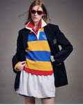 MARDI MERCREDI -  RUGBY SHIRT STRIPE ALUMNI CLASSIQUE_MUSTARD BLUE