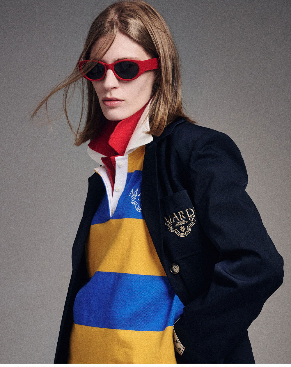 MARDI MERCREDI -  RUGBY SHIRT STRIPE ALUMNI CLASSIQUE_MUSTARD BLUE