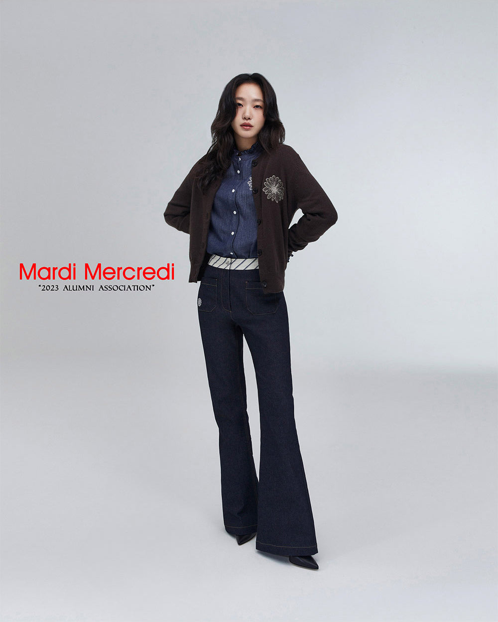 MARDI MERCREDI -  SHIRT FRILL COLLAR_NAVY BEIGE