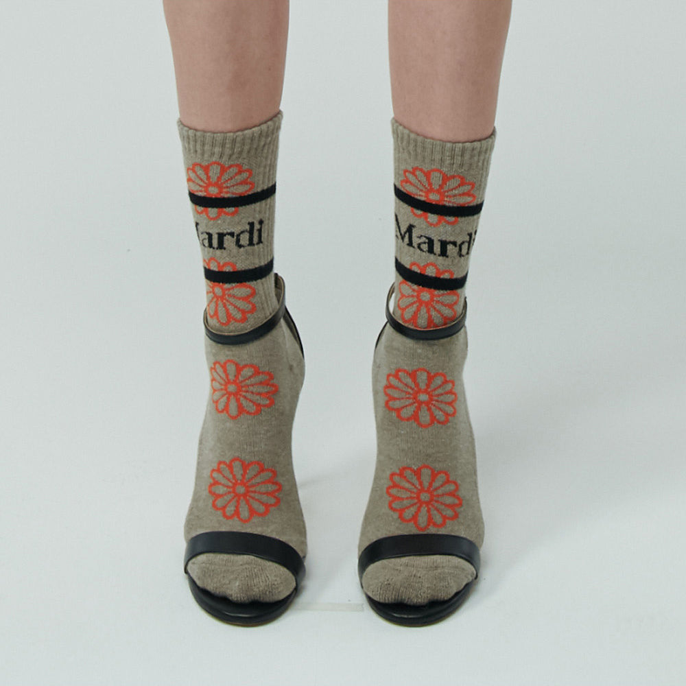 MARDI MERCREDI -  SOCKS FLOS EMOJI_DARKBEIGE