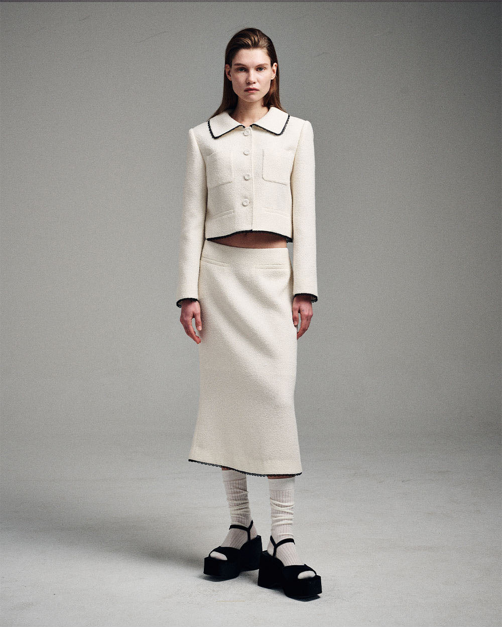 MARDI MERCREDI -  SPRING TWEED CROPPED JACKET LACE_IVORY