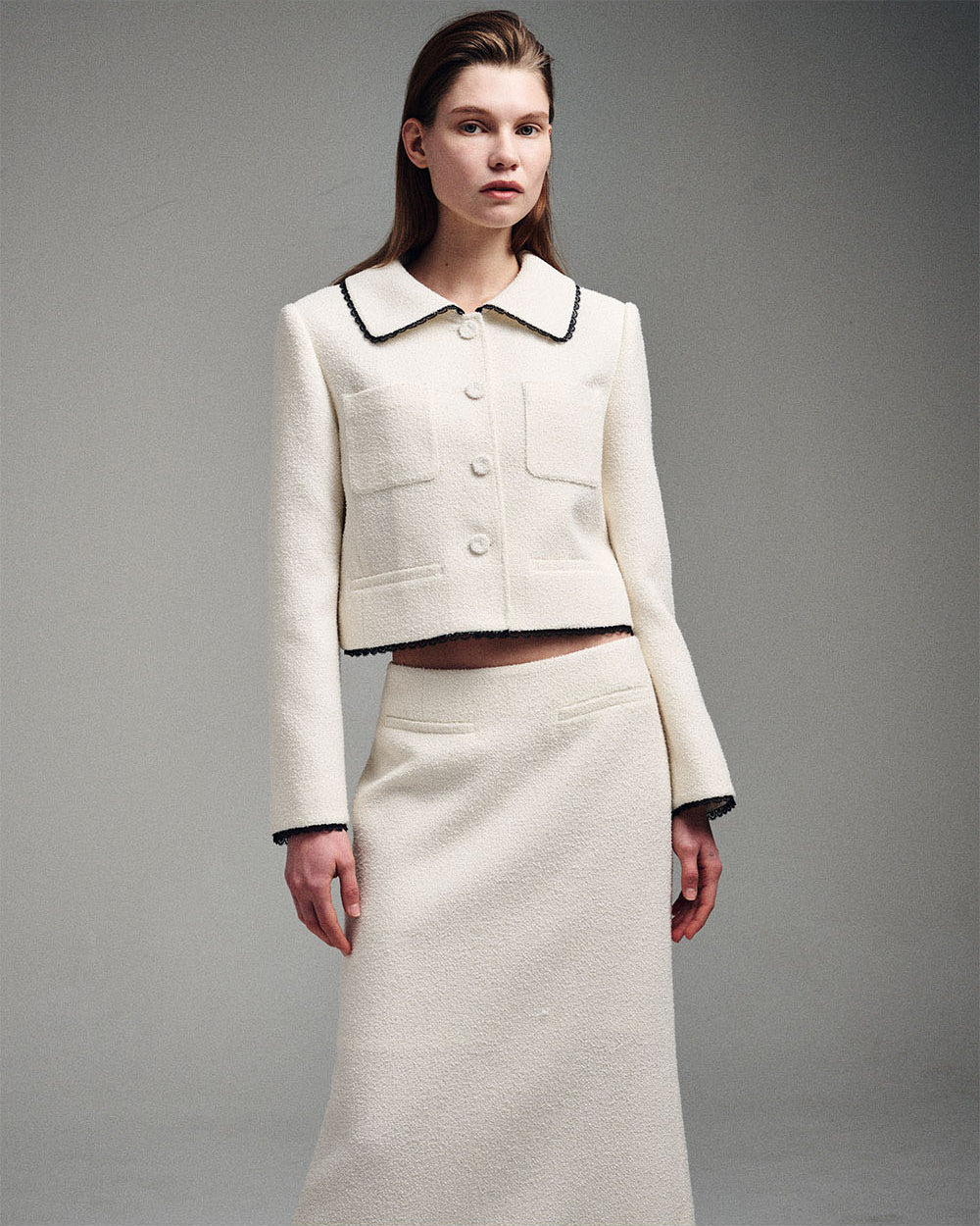 MARDI MERCREDI -  SPRING TWEED CROPPED JACKET LACE_IVORY