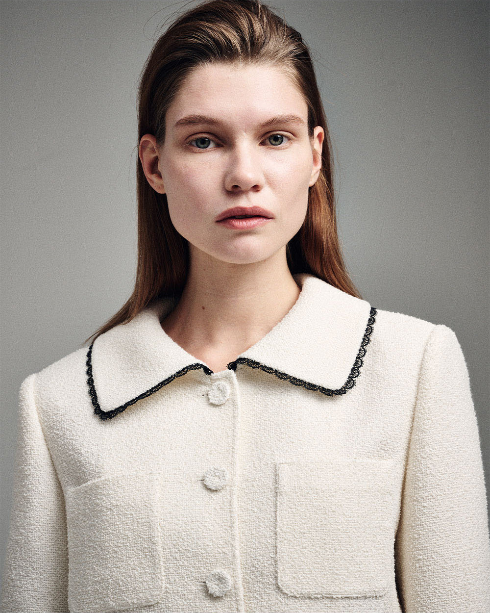 MARDI MERCREDI -  SPRING TWEED CROPPED JACKET LACE_IVORY