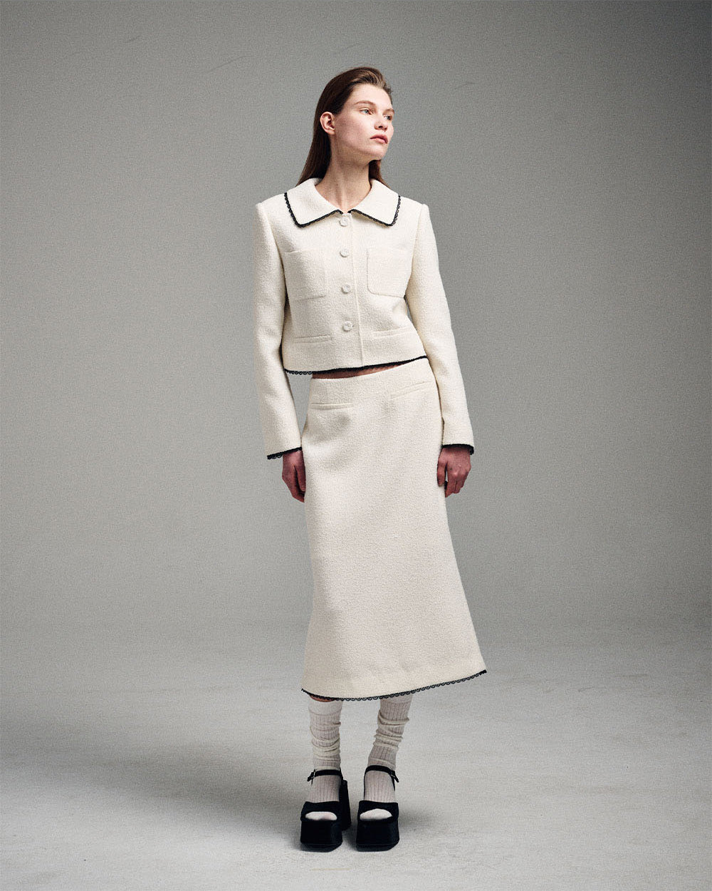 MARDI MERCREDI -  SPRING TWEED CROPPED JACKET LACE_IVORY