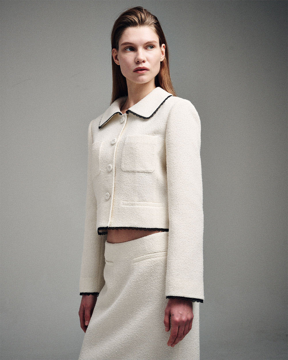 MARDI MERCREDI -  SPRING TWEED CROPPED JACKET LACE_IVORY