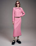 MARDI MERCREDI -  SPRING TWEED CROPPED JACKET LACE_PINK