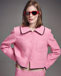 MARDI MERCREDI -  SPRING TWEED CROPPED JACKET LACE_PINK