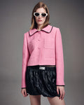 MARDI MERCREDI -  SPRING TWEED CROPPED JACKET LACE_PINK