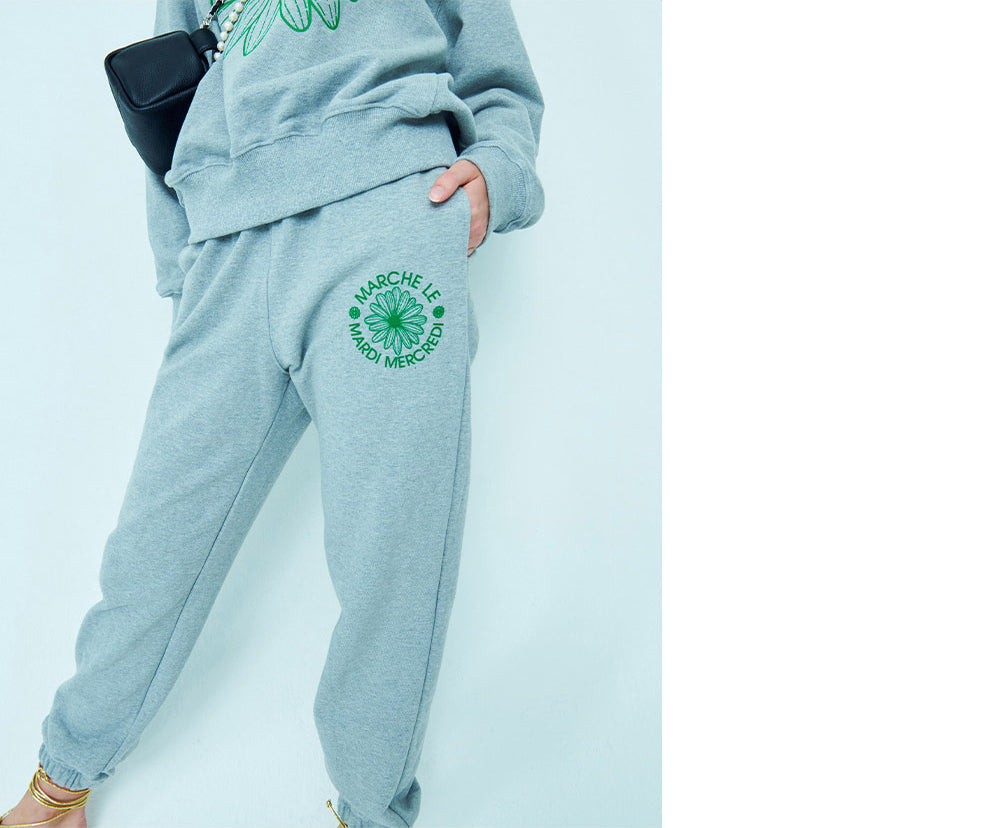 MARDI MERCREDI -  SWEAT PANTS MARCHE EMBLEM_GREY GREEN