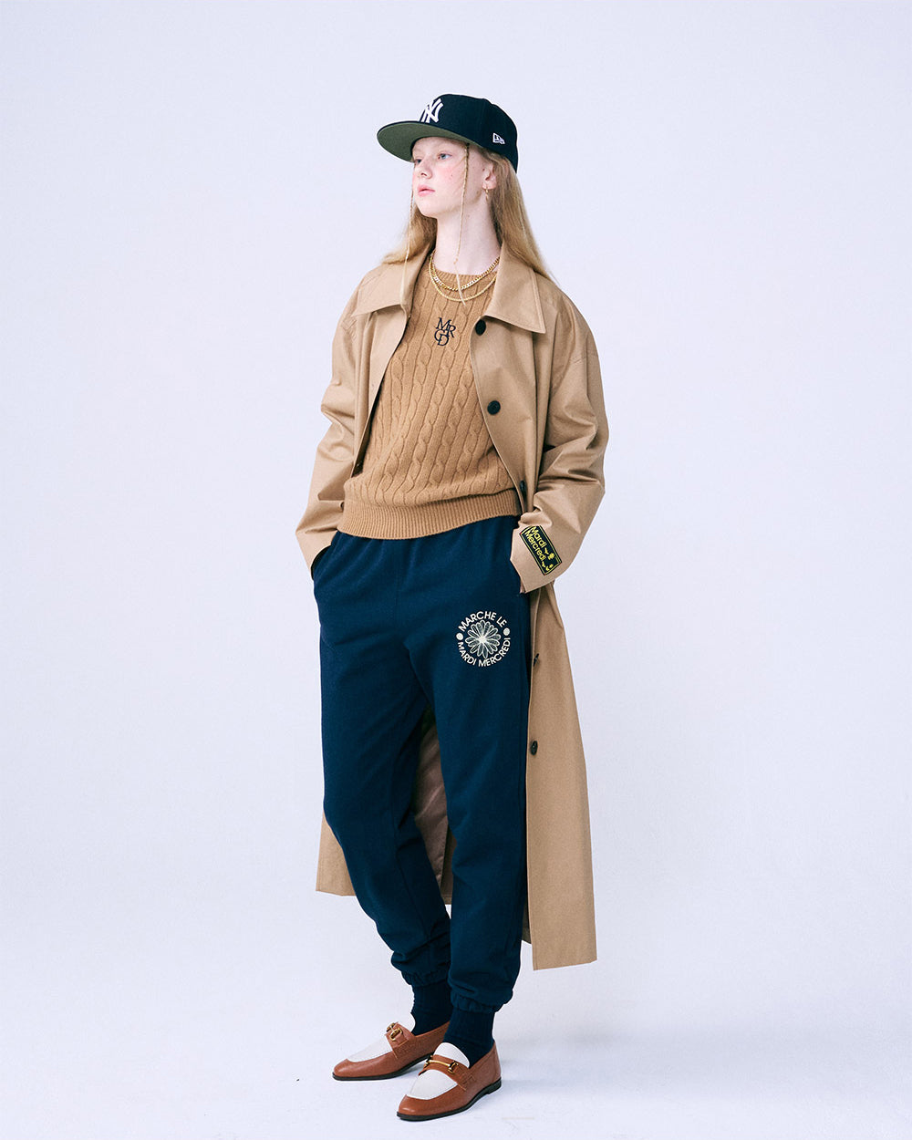 MARDI MERCREDI -  SWEAT PANTS MARCHE EMBLEM_NAVY CREAM