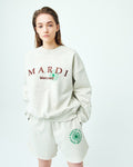 MARDI MERCREDI -  SWEAT SHORTS MARCHE EMBLEM NEEDLEWORK_OATMEAL GREEN