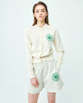 MARDI MERCREDI -  SWEAT SHORTS MARCHE EMBLEM NEEDLEWORK_OATMEAL GREEN