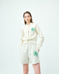 MARDI MERCREDI -  SWEAT SHORTS MARCHE EMBLEM NEEDLEWORK_OATMEAL GREEN