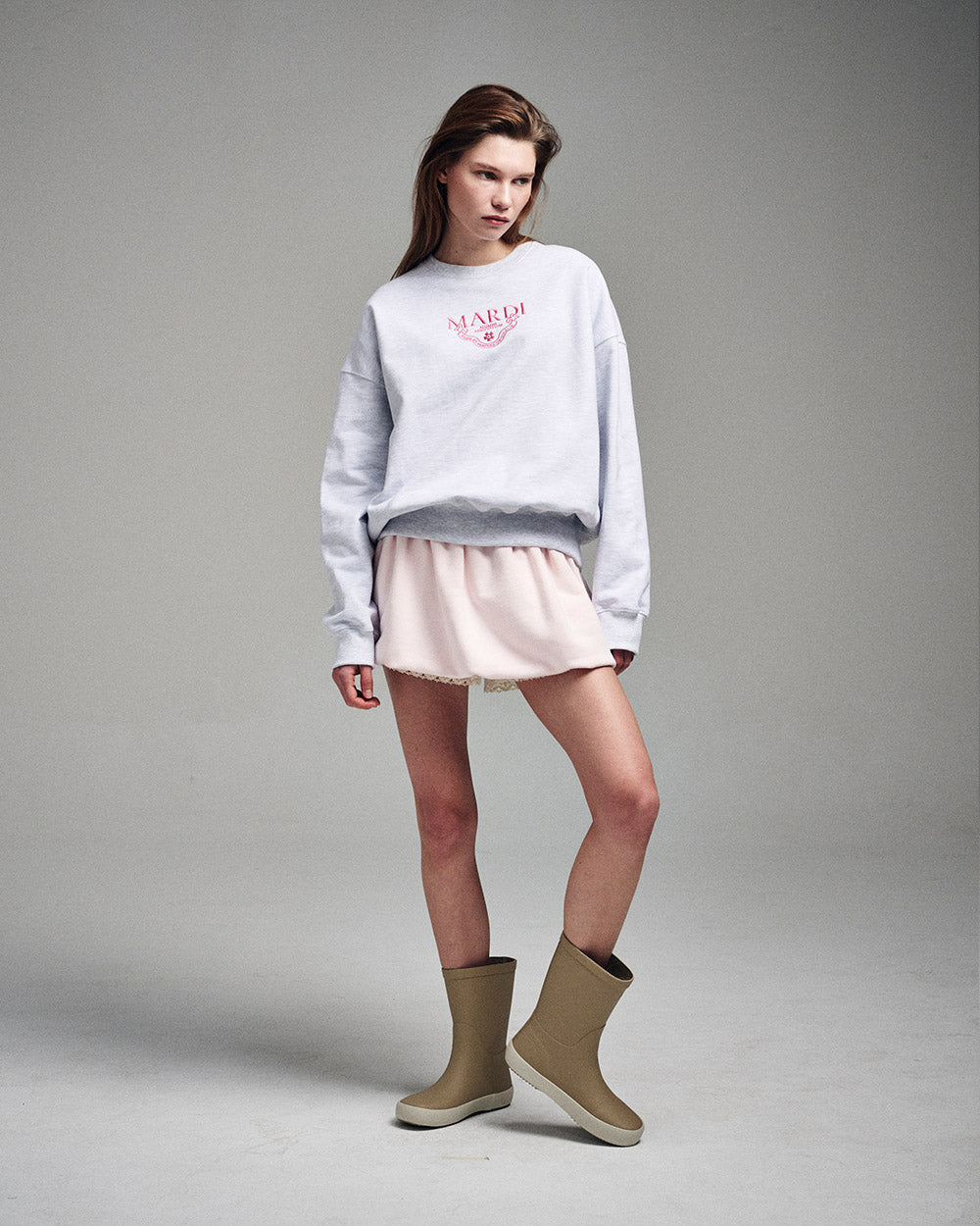 MARDI MERCREDI -  SWEATSHIRT ALUMNI CLASSIQUE NEEDLEWORK_HEATHER PINK