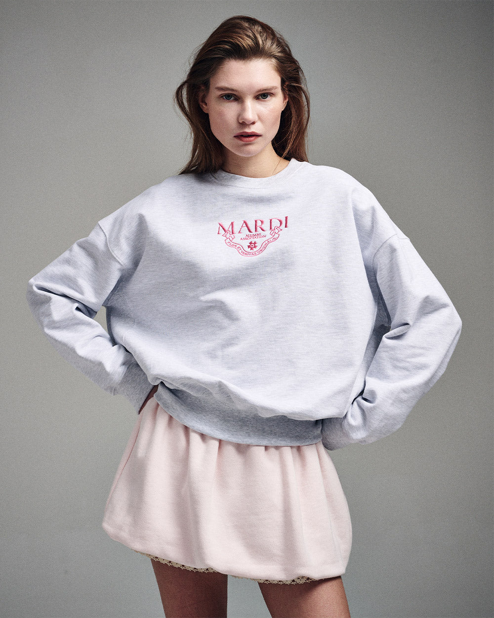 MARDI MERCREDI -  SWEATSHIRT ALUMNI CLASSIQUE NEEDLEWORK_HEATHER PINK