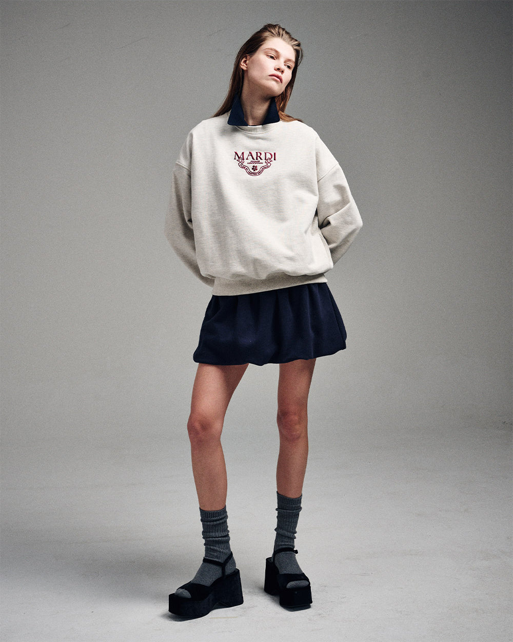 MARDI MERCREDI -  SWEATSHIRT ALUMNI CLASSIQUE NEEDLEWORK_OATMEAL BURGUNDY