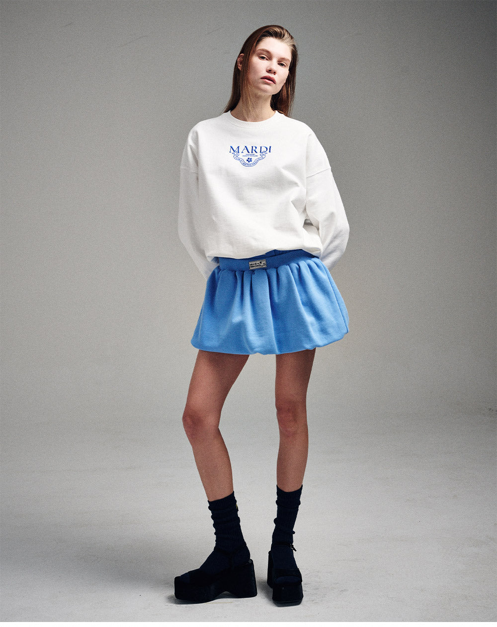 MARDI MERCREDI -  SWEATSHIRT ALUMNI CLASSIQUE NEEDLEWORK_WHITE BLUE