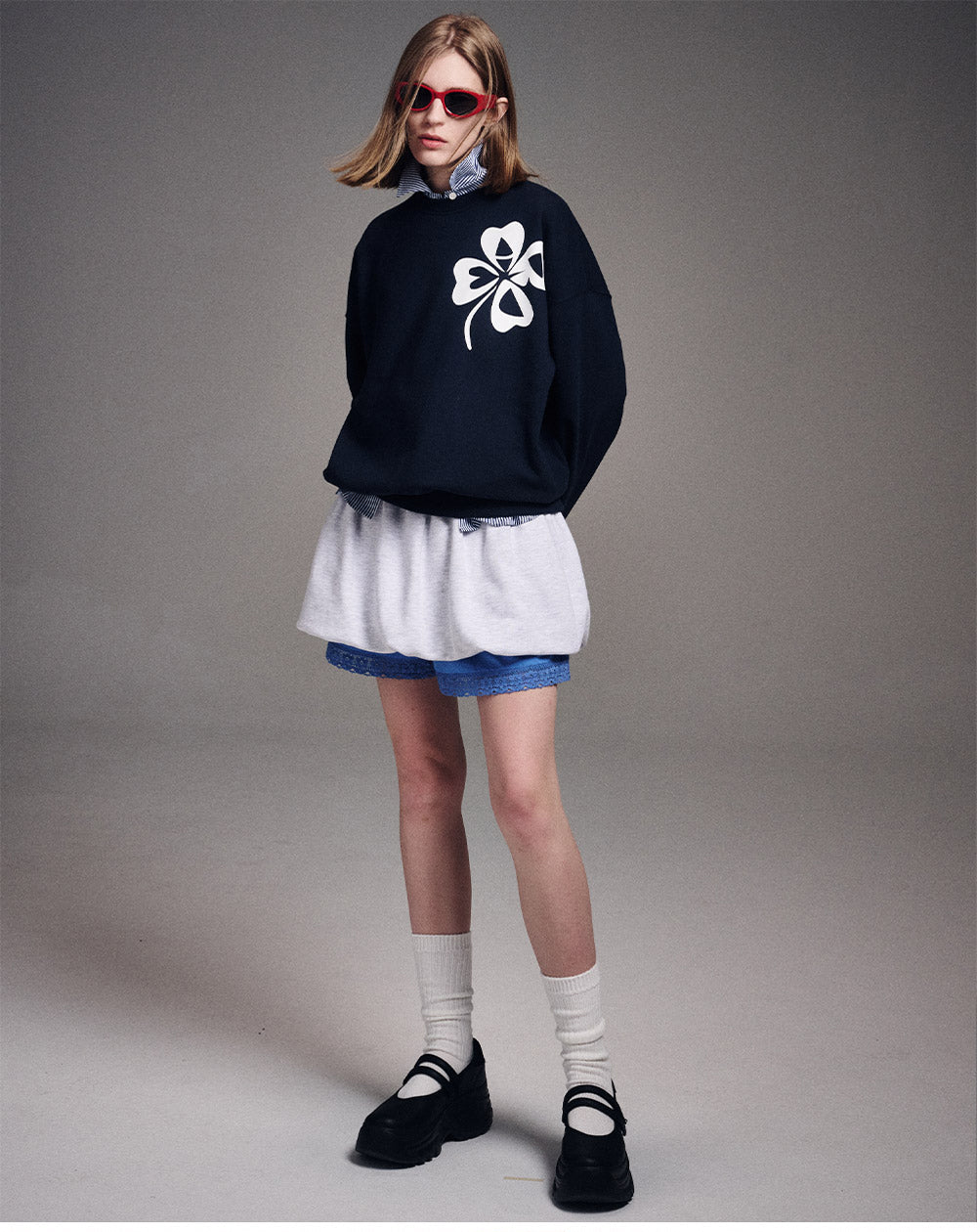 MARDI MERCREDI -  SWEATSHIRT CLOVERMARDI_NAVY WHITE