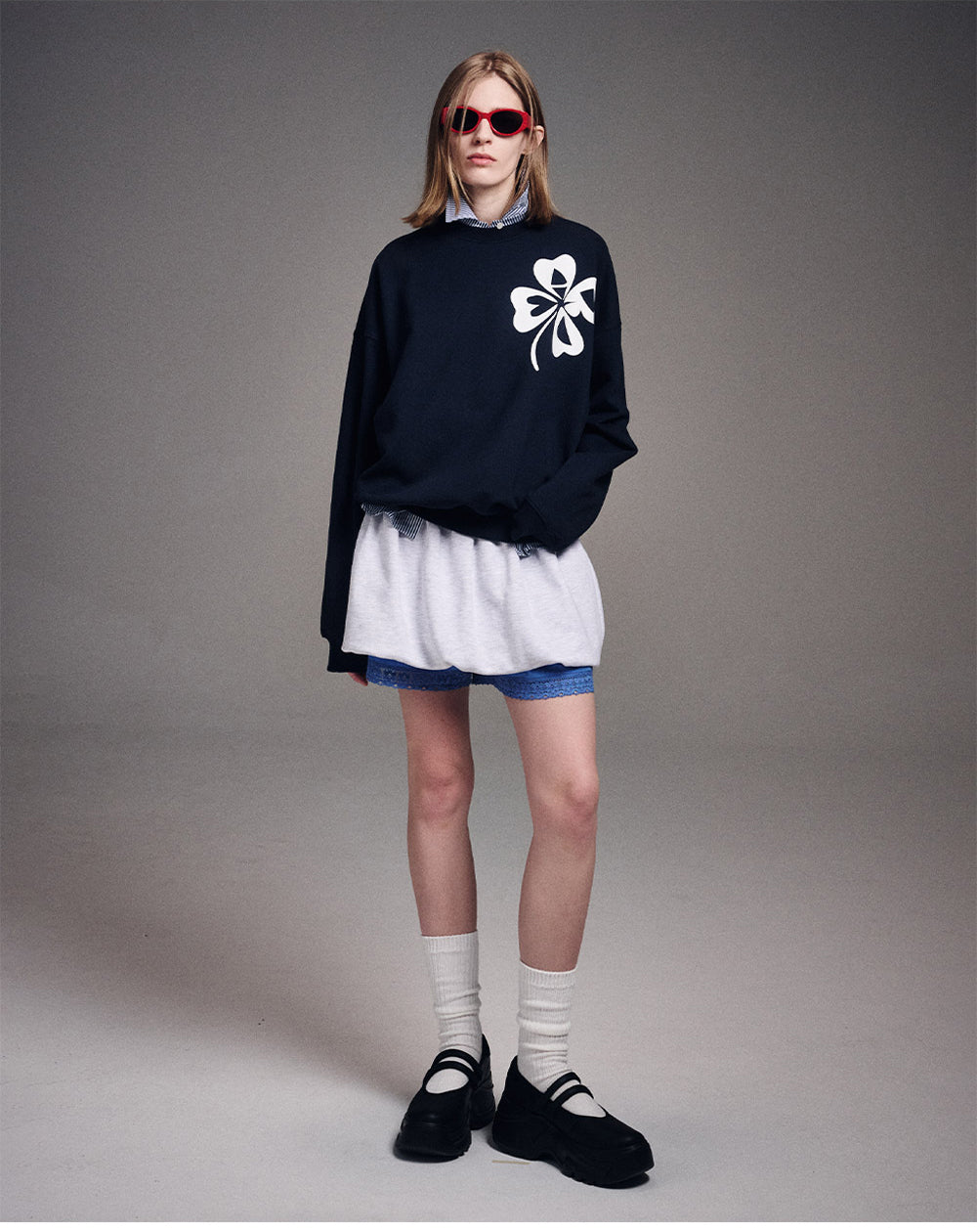 MARDI MERCREDI -  SWEATSHIRT CLOVERMARDI_NAVY WHITE