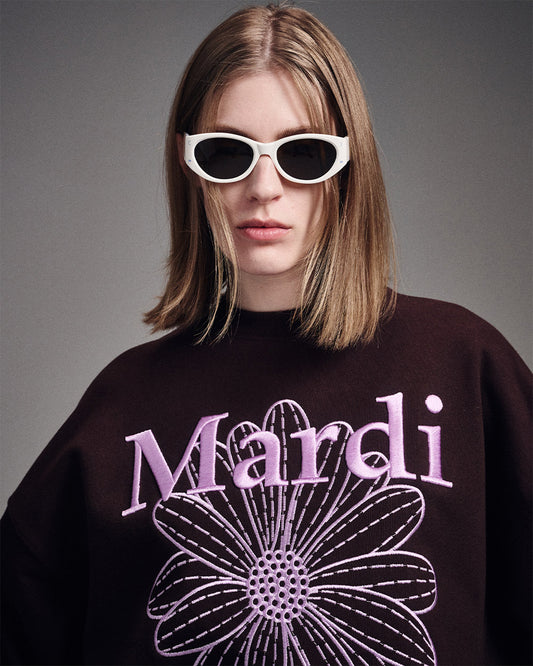 MARDI MERCREDI -  SWEATSHIRT FLOWERMARDI NEEDLEWORK_BROWN LAVENDER