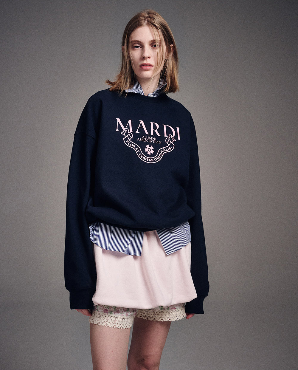 MARDI MERCREDI -  SWEATSHIRT GRAND ALUMNI CLASSIQUE_NAVY PINK