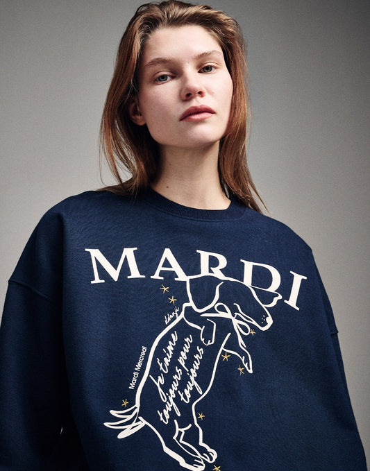 MARDI MERCREDI -  SWEATSHIRT SWING THE TAIL DDANJI_NAVY CREAM