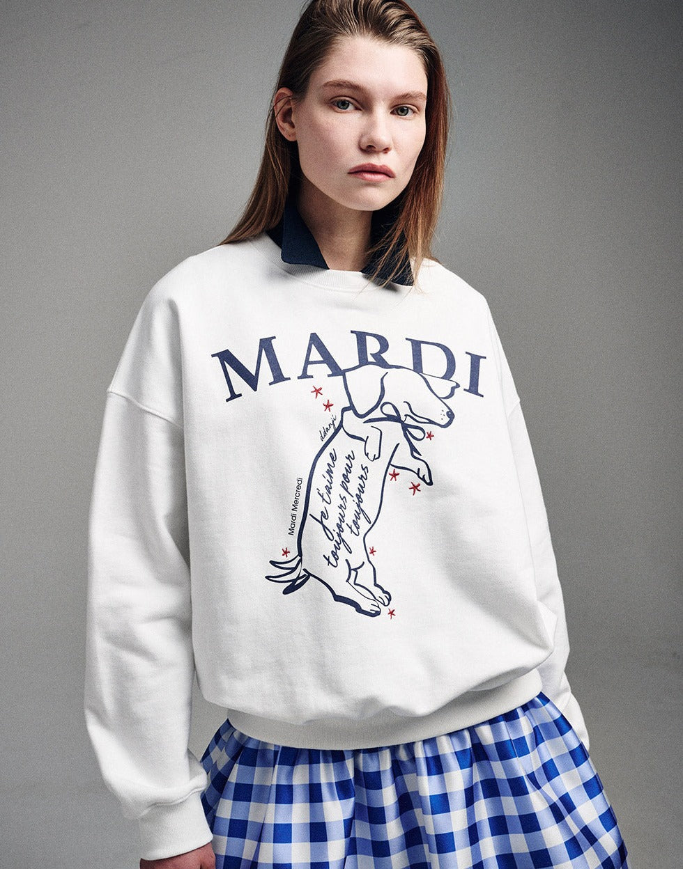 MARDI MERCREDI -  SWEATSHIRT SWING THE TAIL DDANJI_WHITE NAVY