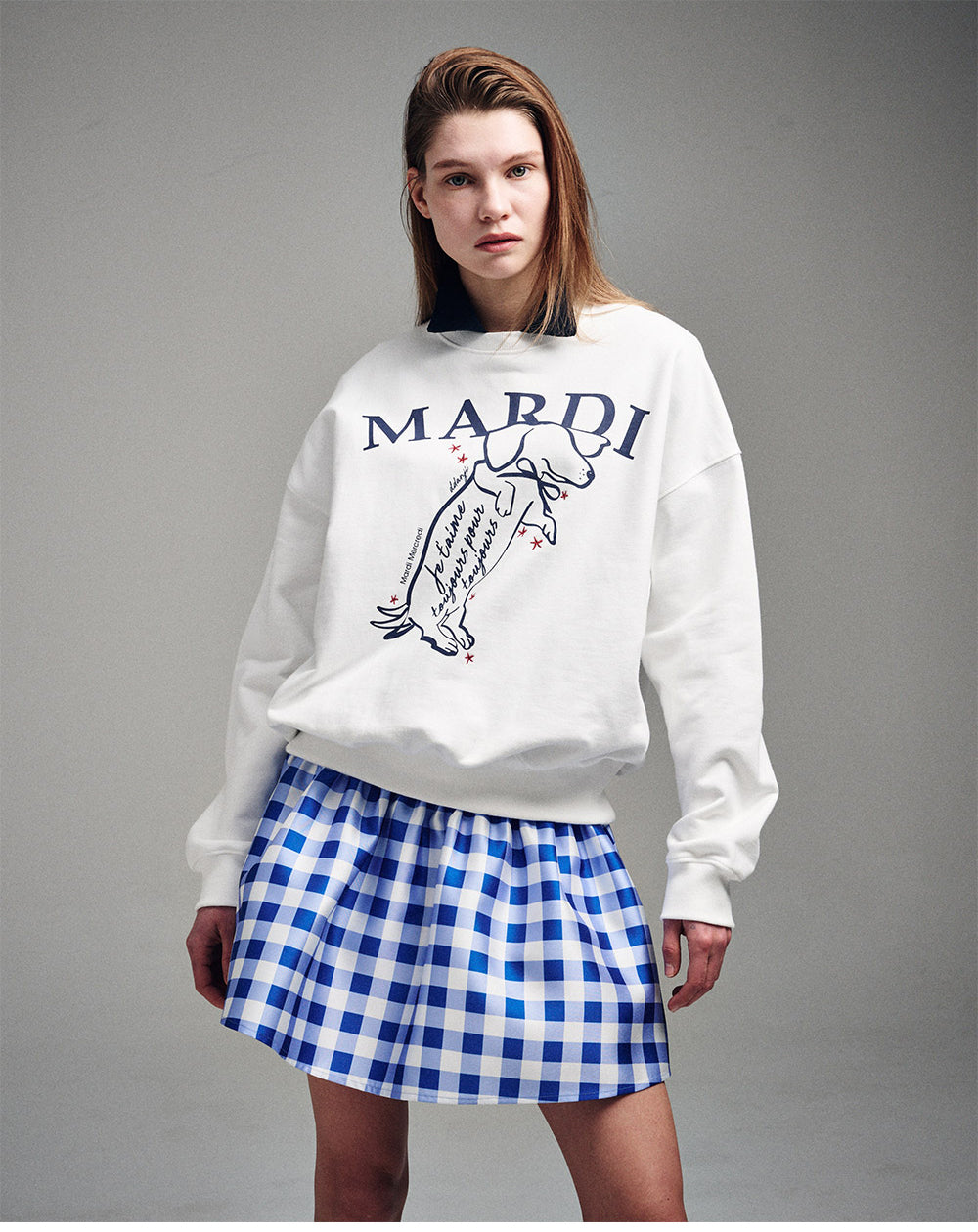 MARDI MERCREDI -  SWEATSHIRT SWING THE TAIL DDANJI_WHITE NAVY